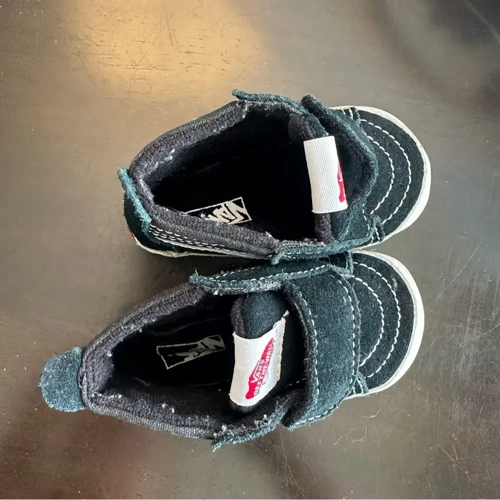 Vans Infant SK8-Hi Crib High Tops Soft Black White Baby Walker Shoes 3 3c
